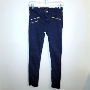 Black Orchid Billie Zipper Skinny Jeans Moody Navy Cut-1685A Size 27